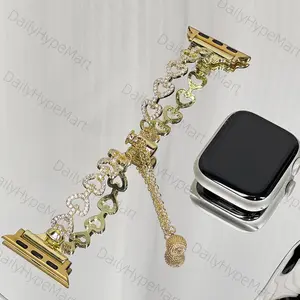 Fashion Hollow Heart CZ Band For Apple Watch S10/SE Replacement Strap