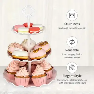 10-piece cake stand set includes 3 double-tier cupcake stands, 3 triple-tier cupcake stands, and 4 appetizer trays. Perfect for birthdays, weddings, and other parties, ideal for displaying desserts and snacks.