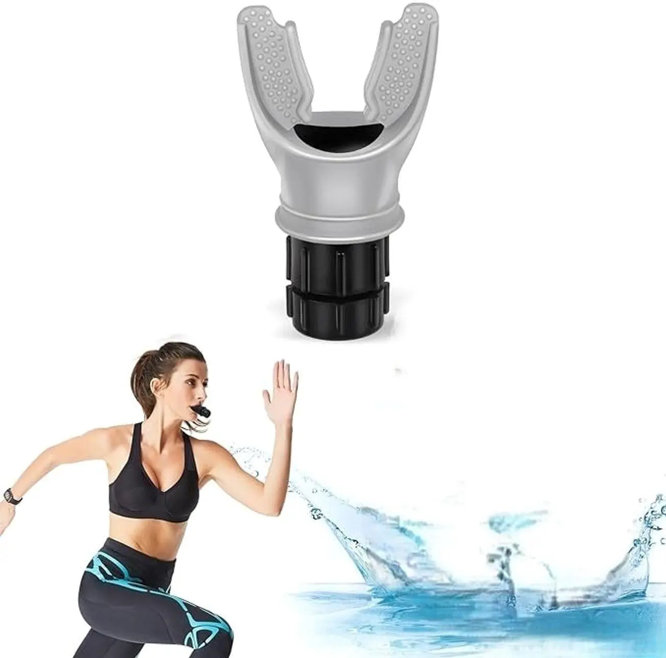 Breathing Trainer Device, Adjustable Resistance Exerciser, Silicone Mouthpiece for Fitness Training, Lightweight Portable Grey Tool