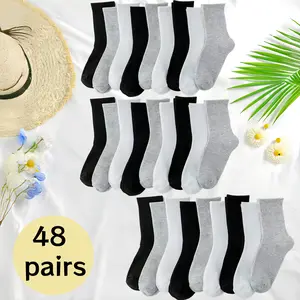 QQQ 48/30/18/6 Pairs of Sports & Casual Socks: Black, white and gray are timeless, simple and versatile. For daily leisure, all - season wear. Couple - style, long - length, easily match various outfits.