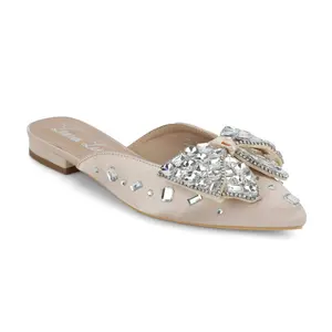 Lauren Lorraine CLAIRE Women's Slip-On Mules with Rhinestone Toe Detail & Cushioned Sole for All-Day Comfort & Elegant Design Footwear Shoe