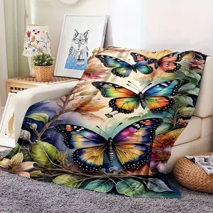 Buttery Soft Butterfly Pattern Flannel Throw Blanket - Colorful Luxury Blanket, All-Season Comfort for Couch, Bed, Cozy Gift Idea, Buttery Soft Blankets, Colorful Luxury Blankets