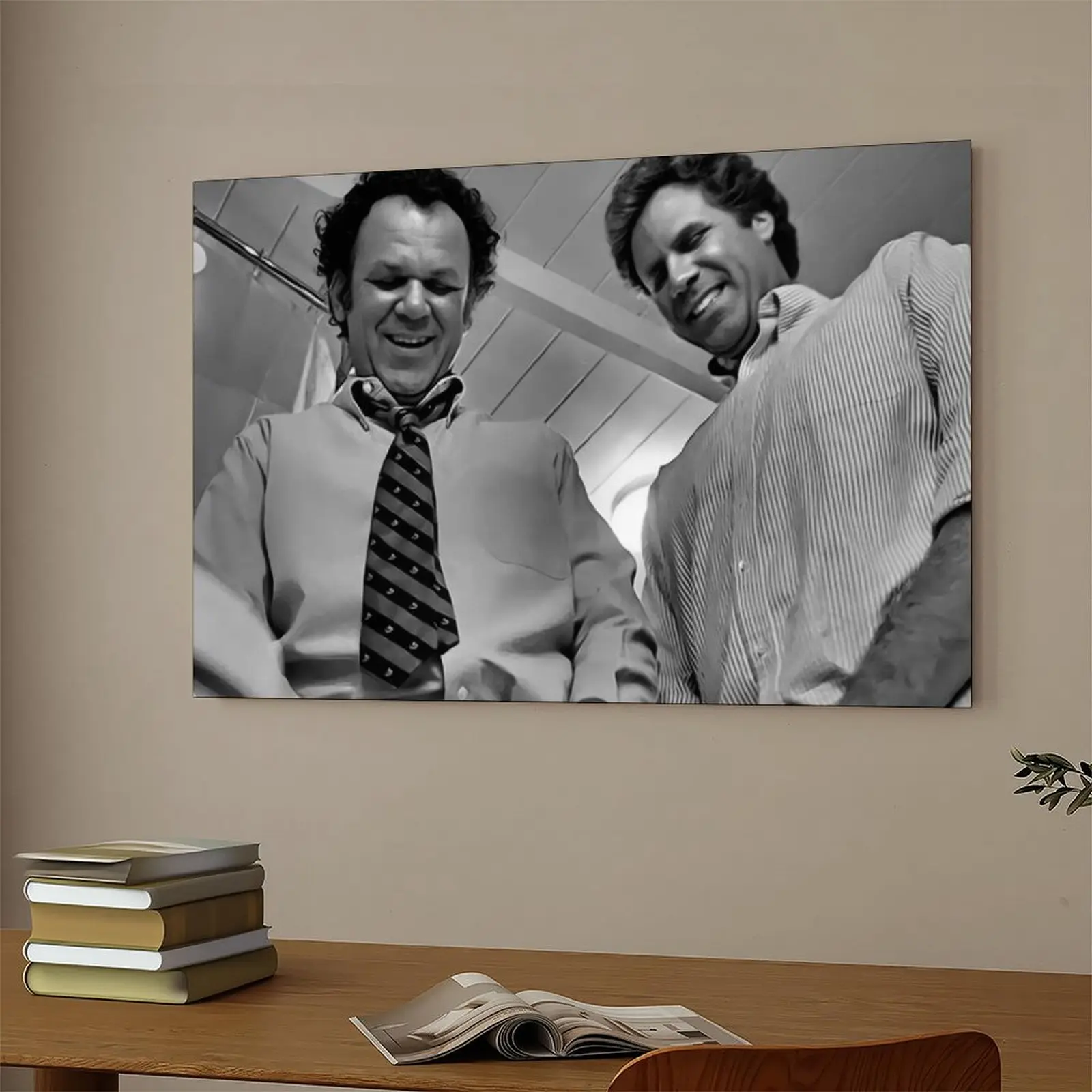 Step Brothers Sword Fight Vintage Black-White Humor Canvas Poster Print - Vintage Design 90s Film Funny Home Decor, Nostalgic Wall Art for Kid Room, Home Supplies Gift