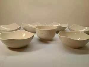 Longaberger Pottery Woven Traditions Ripple Bowl Set & All Purpose Bowl 7 Pieces