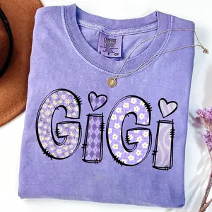 Personalized Grandma Shirt With Grandkids Name, Floral Gigi Mother's Day Shirts
