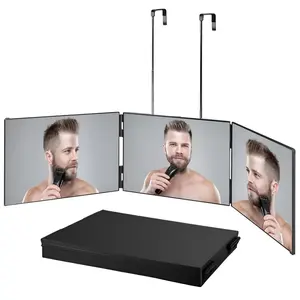 360° Trifold Vanity Mirror for Self Hair Cutting - Height Adjustable, Anti - Fog, Portable & Durable