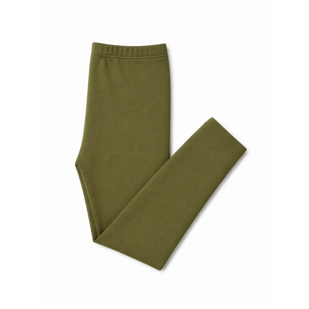 Olive Leggings - High Waist Leggings Comfortable Fit For Kids Ideal For Everyday Wear - Stretchy Fabric