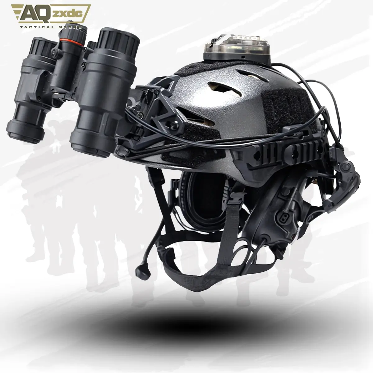 AQzxdc Tactical Helmet Set with Night Vision Model Signal Light Tactical Headset Outdoor CS War Game Cos Props