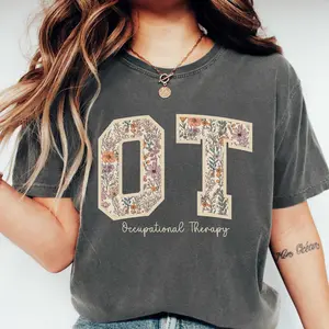 Comfort Colors Floral Occupational Therapy Shirt, Occupational Therapist tee, Flower OTA OT Shirt, Gift for Occupational Therapist Gift Cotton Knit Top Womenswear