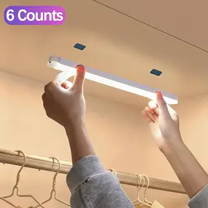 6-Pack Motion Activated Under Cabinet Lights, Rechargeable 11.8in Wireless LED Stick On Closet Lights, Dimmable with White Color Temperature, for Kitchen Stairs Hallway Bedroom, Home Decor Accessories, Valentine's Day Gift