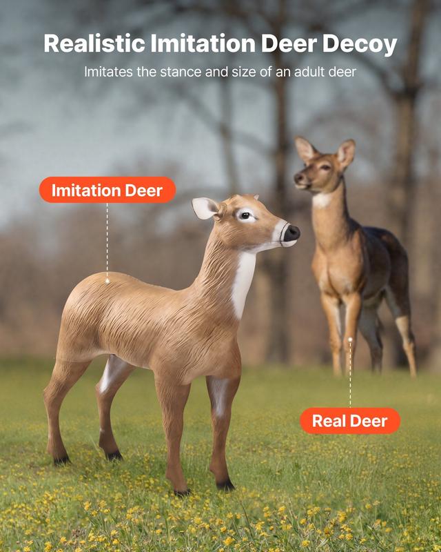 VEVOR Deer Decoy Outdoor Realistic Durable Doe Decoys for Hunting Foldable Legs 1-Pack