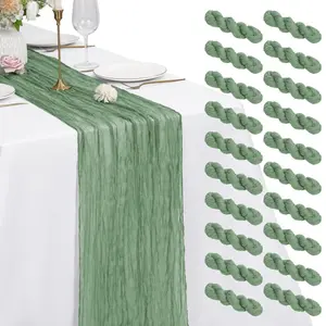 PESONLOOK 6/12/20 PC 17.7*108 inch Cheesecloth Table Runner,For Wedding,Bridal Shower,Party,Baby Shower or other Banquet Decoration
