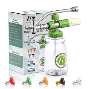 M MINGLE Foam Cannon for Pressure Washer with Dual-Connector Tool, Dual Lance Pressure Washer Wand for Adjustable Snow Foam, M22 and 1/4" Quick Connect, 5 Pressure Washer Nozzle Tips, ChristmasGift