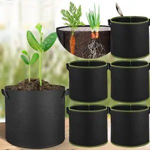 5-Pack 3 Gallon Grow Bags,Black Heavy Duty 300G Thickened Nonwoven Fabric Pots Plant Grow Bags with Handles,for Low Stress Plant Training Fruits,Vegetables,and Flowers