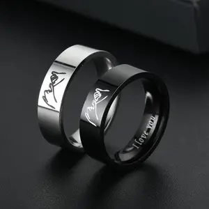 Stainless Steel Classic Simple Coupl Weding Rinss, Ensraved Ring, Feashion Annversary Promise Rings, Elesant Design for Couples,AllSeasons