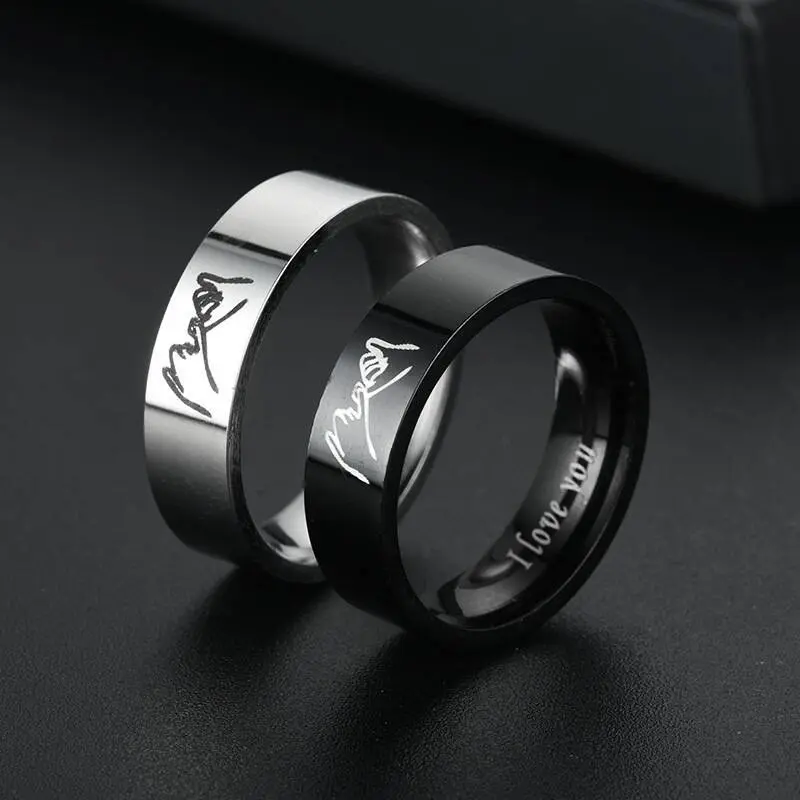 Stainless Steel Classic Simple Coupl Weding Rinss, Ensraved Ring, Feashion Annversary Promise Rings, Elesant Design for Couples,AllSeasons