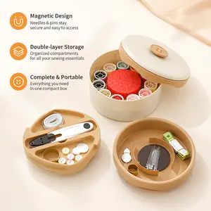 1 Count, Magnetic Double-layer Sewing Needle Thread Storage Box with Partition Compartments for Home Daily Sewing Mending
