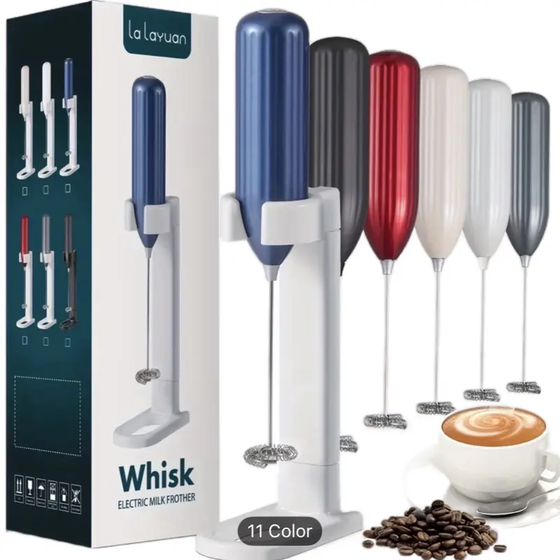 Lalayuan Strong Electric Milk Frother, Milk Foam Maker, Requires Batteries (Not Included) Stainless Steel Beverage Mixer, Portable Electric Whisk for Coffee, Latte, Cappuccino, Chocolate, Matcha Foam Creator, Cordless Mini Coffee Blender.