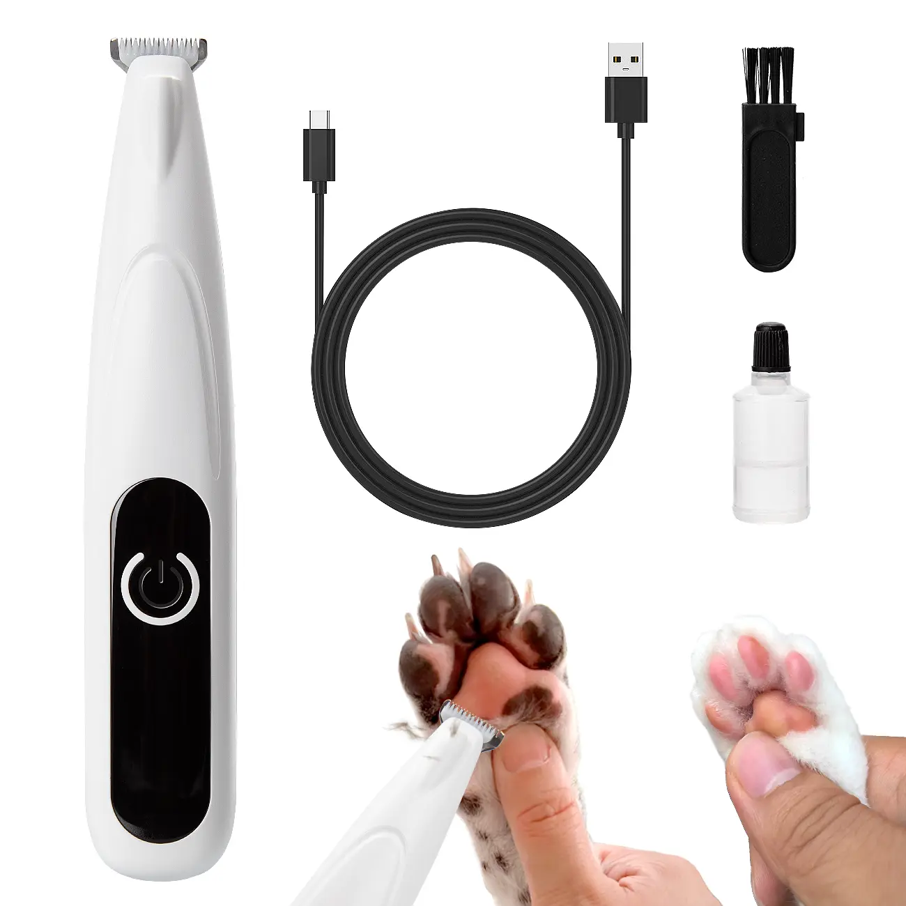 Rechargeable Pet Hair Trimmer Kit, Cordless Pet Paw Trimmer with LED Light, Quiet Waterproof Grooming Clippers for Small Dogs and Cats, Professional Pet Grooming Tool