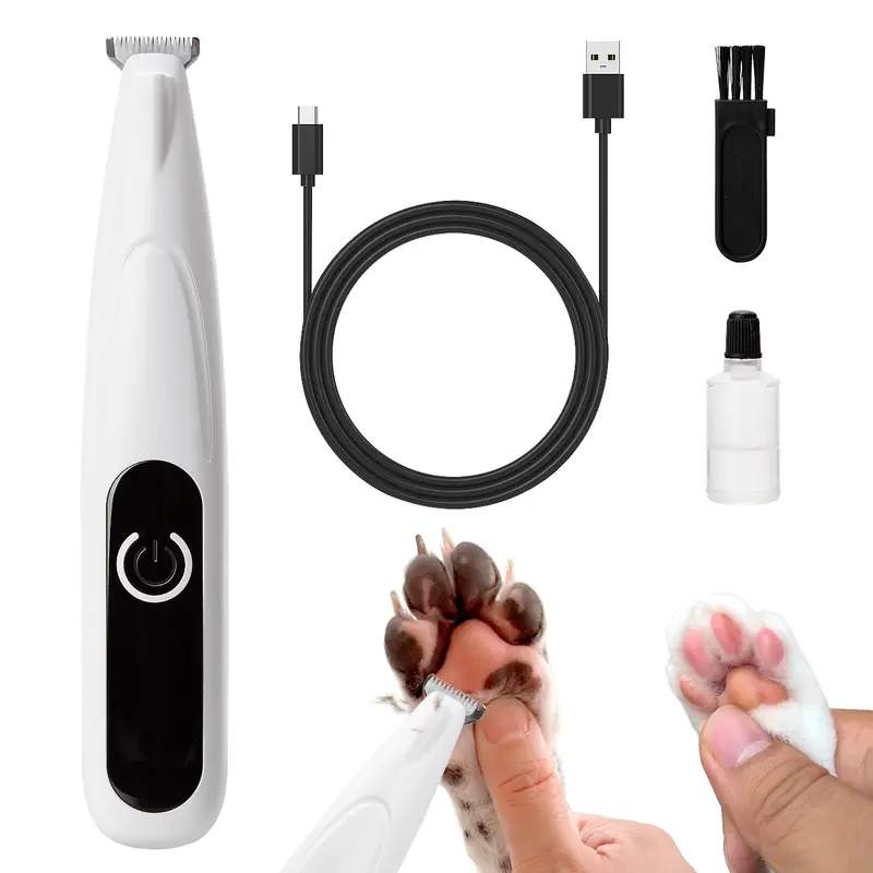 Rechargeable Pet Hair Trimmer Kit, Cordless Pet Paw Trimmer with LED Light, Quiet Waterproof Grooming Clippers for Small Dogs and Cats, Professional Pet Grooming Tool