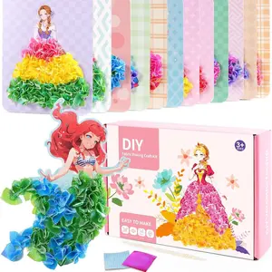 Girls' Art & Craft Kit, DIY Princess Cross Stitch Board Punching Craft Gift, Creative Puzzle Cross Stitch Drawing DIY Crafting Set
