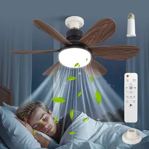 20.5 Inch Dimmable Fan Light Socket, E27 Screw Base, Remote Control Ceiling Fan Lamp Walnut Color, 3 Speeds, 3 Adjustable Colors