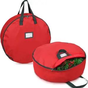 Wreath Storage Bag, 2/4 Counts Collapsible Wreath Storage Container with Handle, Durable Storage Bag for Home & Office, Organiser