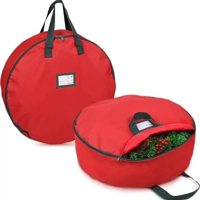 Wreath Storage Bag, 2/4 Counts Collapsible Wreath Storage Container with Handle, Durable Storage Bag for Home & Office, Organiser