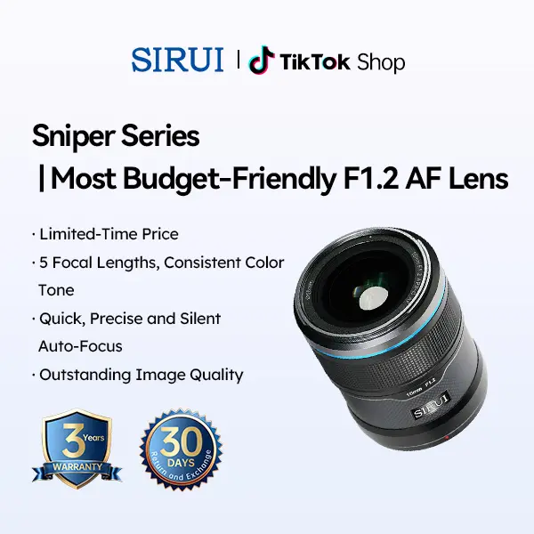 SIRUI Sniper 16mm/23mm/33mm/56mm/75mm Autofocus Lens, F1.2 APS-C Camera Lens for E/X/Z Mount Cameras, Black/Silver/White