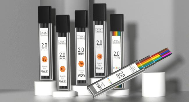 FourCandies 25PCS Art Mechanical Pencil Set with Case, 3PCS Metal Artist Lead Pencil 0.5, 0.7, 0.9 mm & 3PCS 2mm Lead Holder(HB 2H 2B 4B Color) with 432PCS Graphite Lead Refills for Drawing Sketching