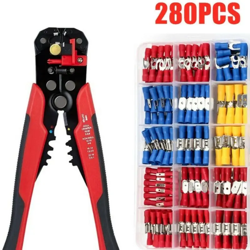 Wire Terminal Crimping Tools Kit, Insulated Wire Connector, Wire Crimping Tool Kit Set with Storage Box
