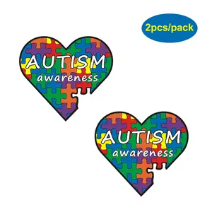 Heart Shaped Autism Awareness Puzzle Sticker, Car Window Decal, Car Body Decorative Sticker For Car, Laptop, Tablet, Phone, Universal Car Sticker, Car Decals
