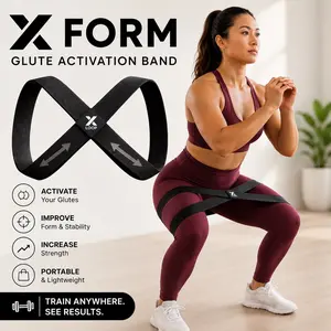 XForm X Loop Medium Resistance Band for Women and Men, Slip Resistant Full Body Workout, Booty Glute Squat Home Gym Stretching Exercise Equipment, Strength Training Yoga Pilates