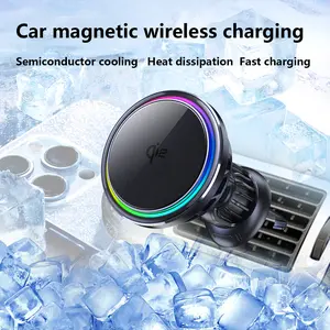 Magnetic car wireless charger,Cell phone stand，Features cooling refrigeration heat dissipation,Qi2 15W fast charging, for iPhone 16 Pro Max/15/14/13/12, phone shell charging,compatible with MagSafe phone case