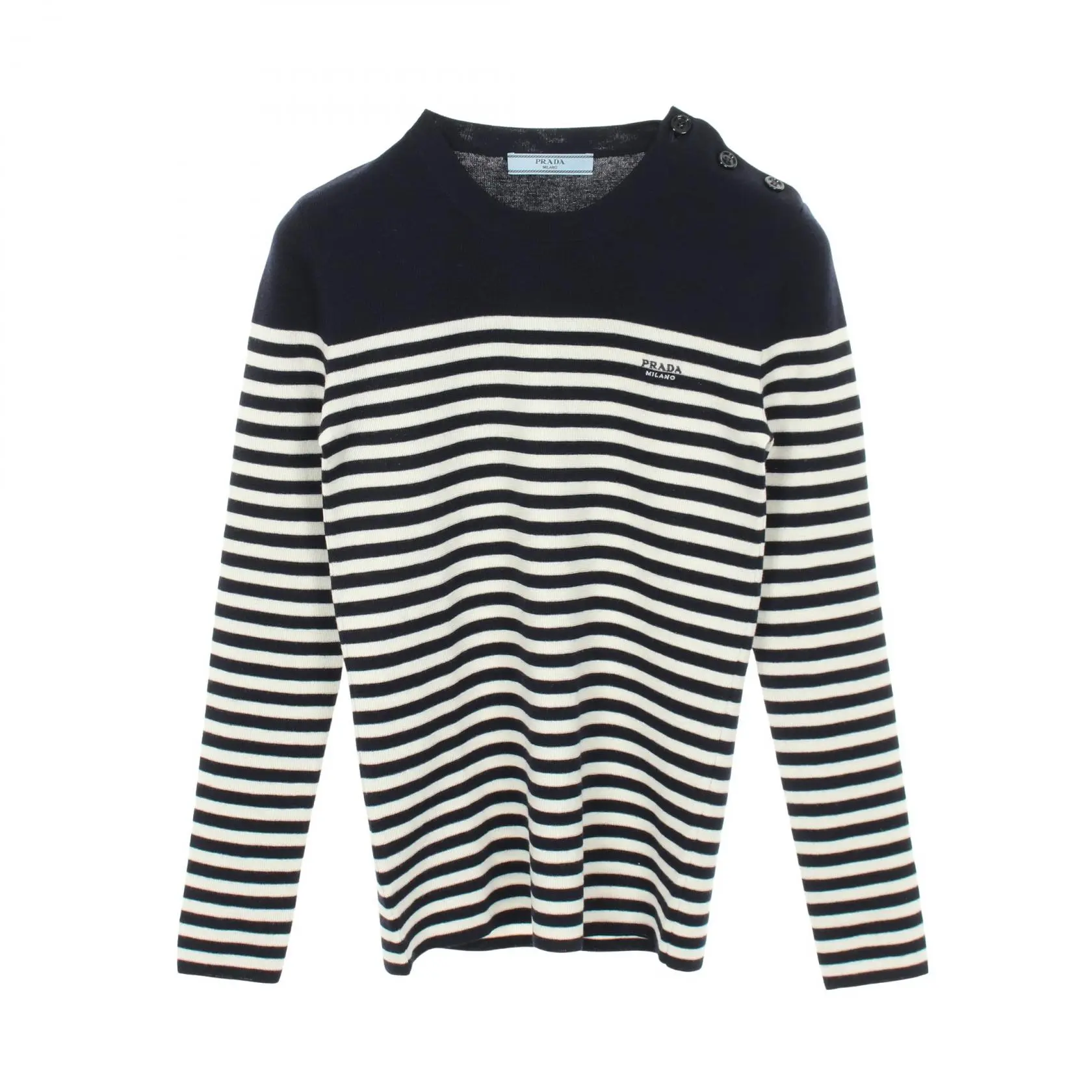 Pre-owned PRADA Wool Small Leather Goods Stripe Sweater
