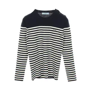 Pre-owned PRADA Wool Small Leather Goods Stripe Sweater
