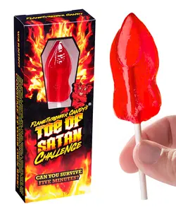 Flamethrower Candy Toe of Satan Lollipop One Pack Carolina Reaper 9 Million Scoville Heat Unit Extremely Spicy Challenge Hellfire Chili Extract