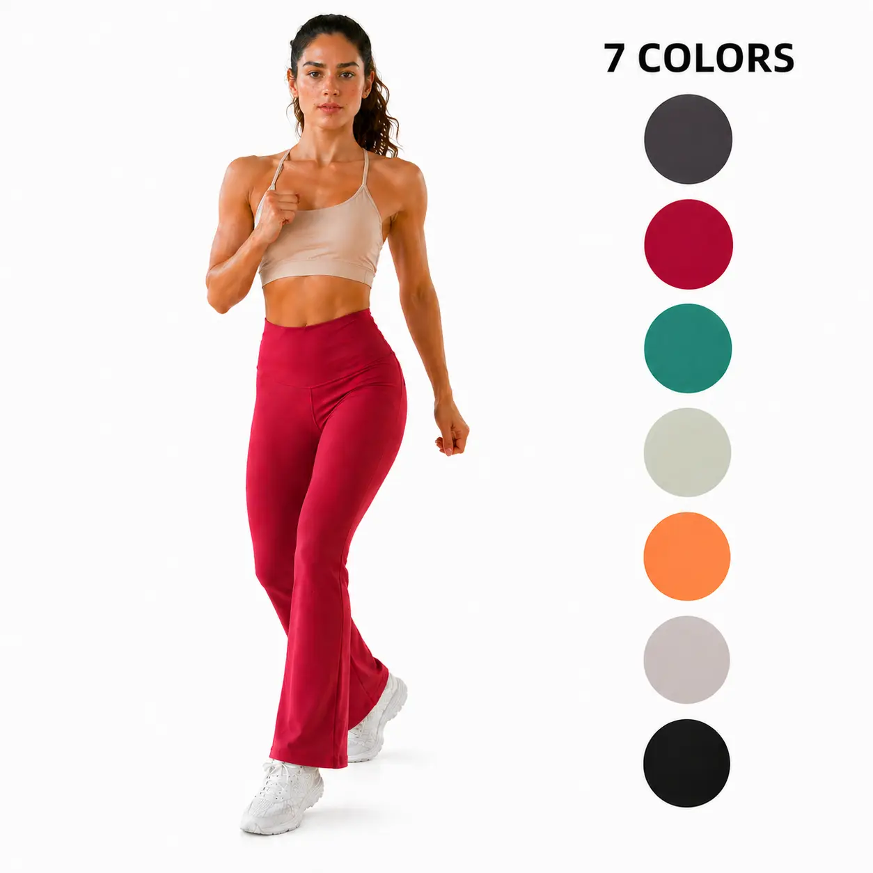 Women’s High Waisted Flared Polyamide Stretch Athletic Basic Bootcut Leggings, Machine Washable for Workout & Lounge, XS-XXL