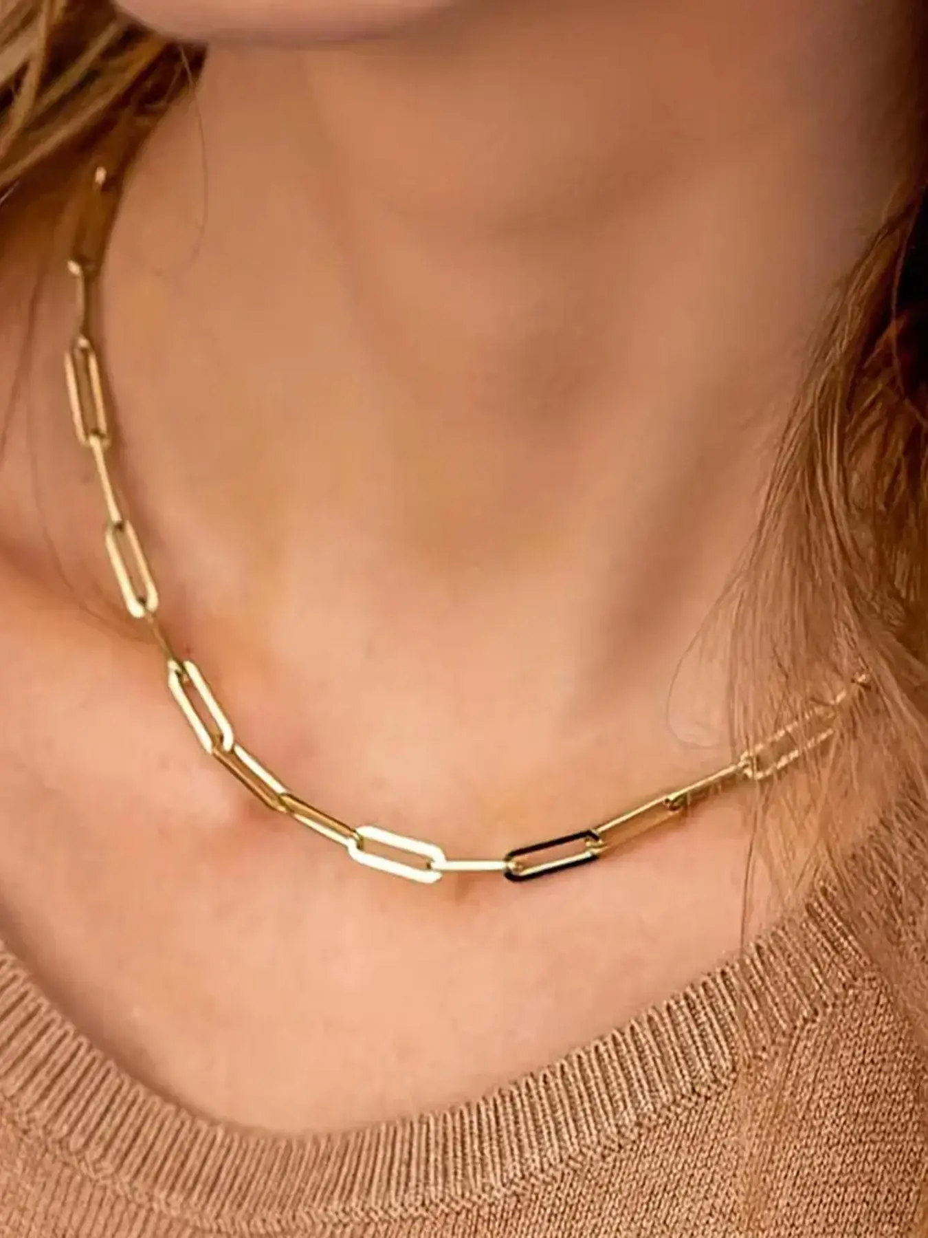Boho Style Stainless Steel Paperclip Link Chain Necklace, Punk Hip Hop Accessory, Bling Stylish Accessory, Fashion Jewelry Accessories for Women As Gift