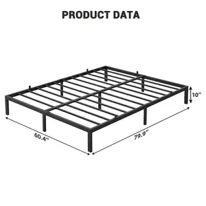 10 Inch Metal Twin Bed Frame with Under Bed Storage, Heavy Duty Mattress Foundation, Easy Assembly, No Box Spring Needed, 75.2"D x 39"W x 10"H Platform Bed for Bedroom & Apartment, Black