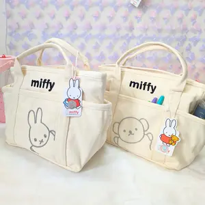 Miffyy Bunny Official Thick Canvas Tote Bag | Large Capacity Cute Shopper |  Adorable and Practical Travel Accessory