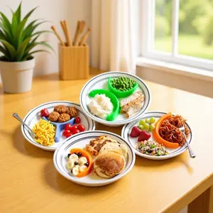 Silicone Food Separator Plate Dividers, Non-Toxic Silicone Partition Board for Meal Prep & Organization, Durable Reusable Design