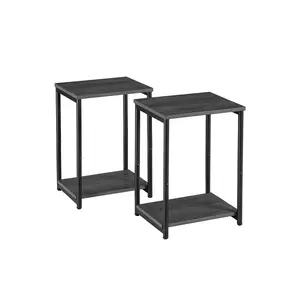 Set of 2 Side Tables Misty Gray and Classic Black