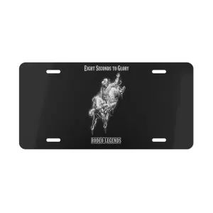 Eight Seconds to Glory License Plate, Rodeo Legends Bull Riding Design, Aluminum Vanity Plate 12x6, Cowboy Auto Tag