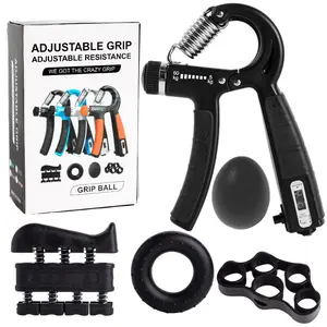 Funny Digital Hand Gripper Strengthener Workout Kit(5 Pack) Forearm Grip Adjustable Resistance Hand Gripper,Finger Exerciser,FingerStretcher,Grip Ring and Stress Relief Grip Ball For Athletes