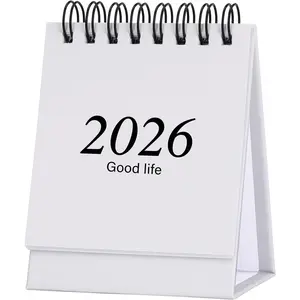 Mini Desk Calendar 2026-2027, January 2026 until July 2027, Small Desk Calendar Standing Flip Monthly Calendar -Wire Binding with Stickers for  Office School (White)