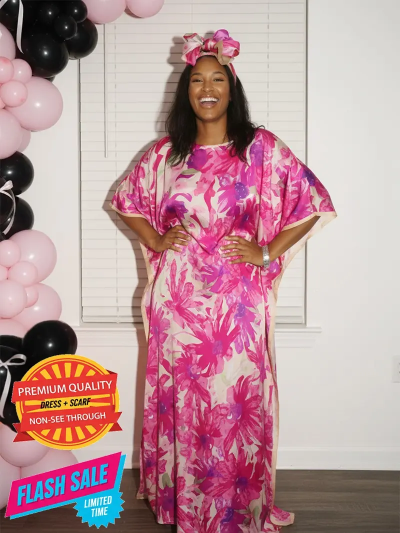 CAURO Women's Elegant Floral Print Maxi Dress & Scarf Set - Shawl-Included  Boho Clothes for Lady, Ideal for Beach Vacation & Casual Outings - TikTok  Shop