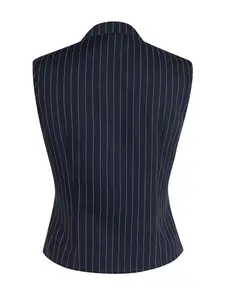 Elegant Striped Women's Vest, Waist Cinching Design, French Street Style, Fall Fashion, Office Wear, Essential Business Casual