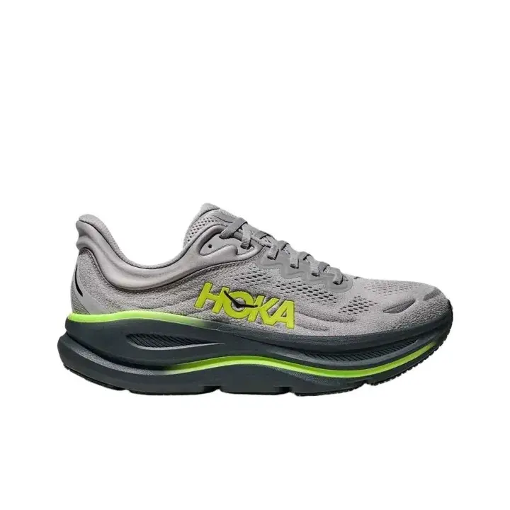 Gray Fluorescent Green Mesh Thick Cushion Running Sneakers Unisex Breathable Athletic Walking Sport Shoes
