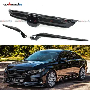 2018-2020 Front Bumper Splitter & Front Grille Emblem, Sporty JDM Style Glossy Black ABS Plastic Car Accessory for 10th Gen Honda Accord Sedan All Models - Not for Coupe Models fathersdaygift fathersdaygift